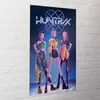 A poster featuring three animated female characters in futuristic outfits, with the text 'HUNTRX' above them. Anteprima dell’immagine prodotto