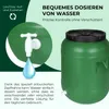 A green barrel with a tap, illustrating easy water dispensing. Produktbild-Vorschau