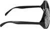 Side view of a pair of black novelty glasses with a honeycomb pattern on the lenses. Produktbild-Vorschau