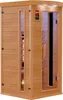 A wooden infrared sauna cabin with a glass door and side window. Produktbild-Vorschau