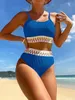 Push-up bikiny Dámský set žebrovaných plavek s vysokým Náhled obrázku produktu 6