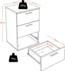 A line drawing of a nightstand with dimensions and weight indicated. Produktbild-Vorschau