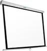 A white projection screen is shown, hanging from a white housing. The screen is partially unrolled. Produktbild-Vorschau