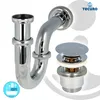 tecuro Siphon mit Pop Up Ablaufventil verchromt - Universal Produktbild-Vorschau 2