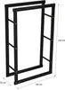 A black metal firewood rack with dimensions indicated. Produktbild-Vorschau