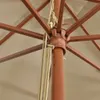 Close-up view of the central mechanism and spokes of an open umbrella. Voir les images du produit