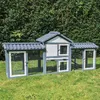 Kaninchenstall Picasso grau_weiss mit PVC Welldach Produktbild-Vorschau 1