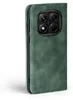 A green flip cover phone case is shown from the side. Produktbild-Vorschau
