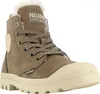 A single brown Palladium ankle boot with a cream-colored sole and toe cap, set against a white background. Produktbild-Vorschau