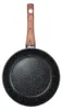 A top-down view of a frying pan with a wooden handle. Produktbild-Vorschau