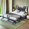 UnboxG Čalouněná postel 160x200, LED dvoulůžko s funkcí Náhled obrázku produktu 3