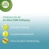Marketing image for Air Wick PURE Duftsprays, highlighting features with icons and text. Anteprima dell’immagine prodotto
