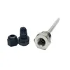 A stainless steel immersion sleeve and a cable gland are shown against a white background. Produktbild-Vorschau
