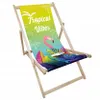 Liegestuhl klappbar aus Holz mit Tropical-Vibes Motiv – Produktbild-Vorschau 1