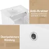 A collage of images showing a white bathroom vanity with a sink, an open drawer, and a close-up of an overflow drain. Anteprima dell’immagine prodotto