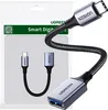 A product shot of a Ugreen USB-C to USB-A OTG adapter cable, with packaging in the background. Náhľad obrázku produktu