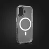 A clear phone case with a magnetic ring is shown against a dark background. Produktbild-Vorschau