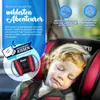 A child sleeping in a car seat, with marketing overlays highlighting product features. Náhled obrázku produktu