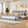 Čalúnená plávajúca posteľ 160 x 200 cm s LED svetlami a Náhľad obrázku produktu 2