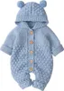 Neugeborenes Baby Ohr Kapuze Gestrickte Strampler Overall Produktbild-Vorschau 1