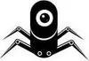 A black silhouette of a spider-like robot with a single eye. Podgląd zdjęcia produktu