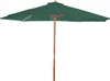 A green patio umbrella with a wooden pole is shown against a white background. Náhľad obrázku produktu