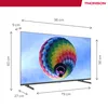 A television screen displaying a colorful hot air balloon against a blue sky, with dimensions indicated by measurement lines and text. Produktbild-Vorschau