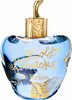 A close-up studio shot of a blue glass perfume bottle with gold accents and a gold cap. Voir les images du produit