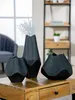 Gilde Vase, "Lamellen", Keramik, schwarz, VE 2, L. 15 cm, Voir les images du produit 1