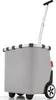A grey shopping trolley with a silver handle and black wheels, shown against a white background. Produktbild-Vorschau