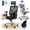 A collage of ergonomic office chairs, with a close-up of a wheel and promotional text. Produktbild-Vorschau