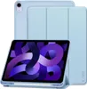 A light blue tablet case with a tablet inside, displaying a purple and blue abstract wallpaper. The tablet is propped up by the case. Náhľad obrázku produktu