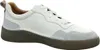A side view of a white leather low-top sneaker with gray suede accents and a brown sole. Produktbild-Vorschau