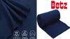 A collage showing a folded dark blue fleece blanket on the left and a rolled-up dark blue fleece blanket with the brand logo on the right. Produktbild-Vorschau