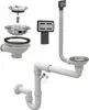 A collection of plumbing parts for a sink drain. Podgląd zdjęcia produktu