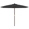 vidaXL Parasol z drewnianym drążkiem czarny 299x240 cm Podgląd zdjęcia produktu 3