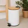 Odpadkový koš do koupelny s bambusem ZETRU, 3 l, bílý Náhled obrázku produktu 4