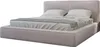 A modern upholstered bed with a high headboard and a mattress, shown against a white background. Produktbild-Vorschau