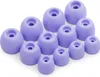 A collection of 12 violet silicone ear tips for headphones, arranged in a scattered pattern on a white background. Produktbild-Vorschau
