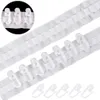 A close-up view of white curtain tape with plastic hooks attached. Produktbild-Vorschau