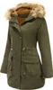 ASKSA Damen Wintermantel Winterjacke mit Fellkapuze Dicker Produktbild-Vorschau 2
