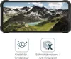 A smartphone displaying a mountain landscape, with icons and text below describing its features. Náhled obrázku produktu