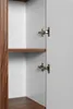 Interior view of an open cabinet with shelves and hinges. Anteprima dell’immagine prodotto