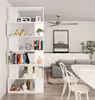 A modern living room with a white bookshelf, sofa, and dining table. Náhľad obrázku produktu