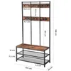 A diagram showing the dimensions of a coat rack and shoe bench. Náhľad obrázku produktu