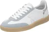 A single white and light blue sneaker with a tan sole is shown against a white background. Voir les images du produit