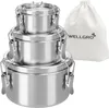 WELLGRO Edelstahl Dosen Set rund - 250 ml 480 ml 780 ml Produktbild-Vorschau 4