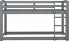 A gray wooden bunk bed with a ladder, shown from the side against a white background. Produktbild-Vorschau