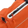 A close-up view of an orange dog coat with zippers and drawstrings. Produktbild-Vorschau