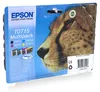 The image shows the packaging of an Epson T0715 multipack of ink cartridges, featuring a close-up of a cheetah's face. Anteprima dell’immagine prodotto